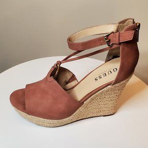 Guess Pink Suede Wedges Size 8.5